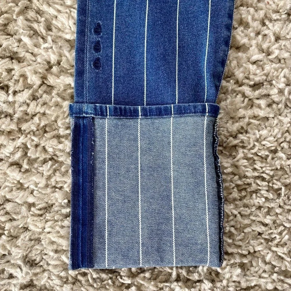 New Etica Finn Striped High Rise Straight Leg Cuffed Jeans - Picture 7 of 16